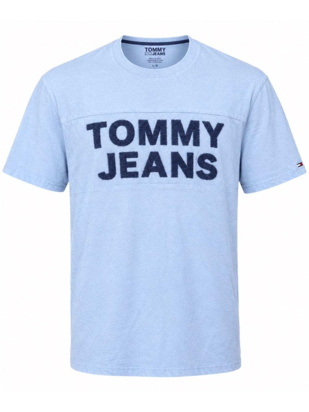 TH Tommy Jeans Hilfiger Crew Neck Light Blue Large Logo T-SHIRT Tee Shirt Men’s